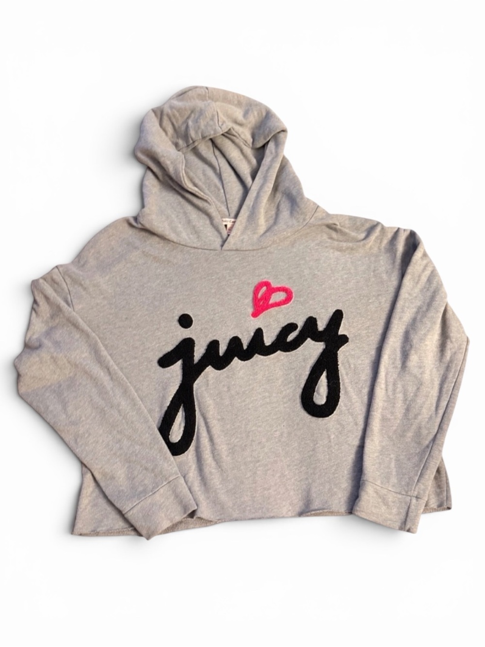 Juicy Couture Y2K Cropped Logo Hoodie Gray Black Pink‎ Womens XL